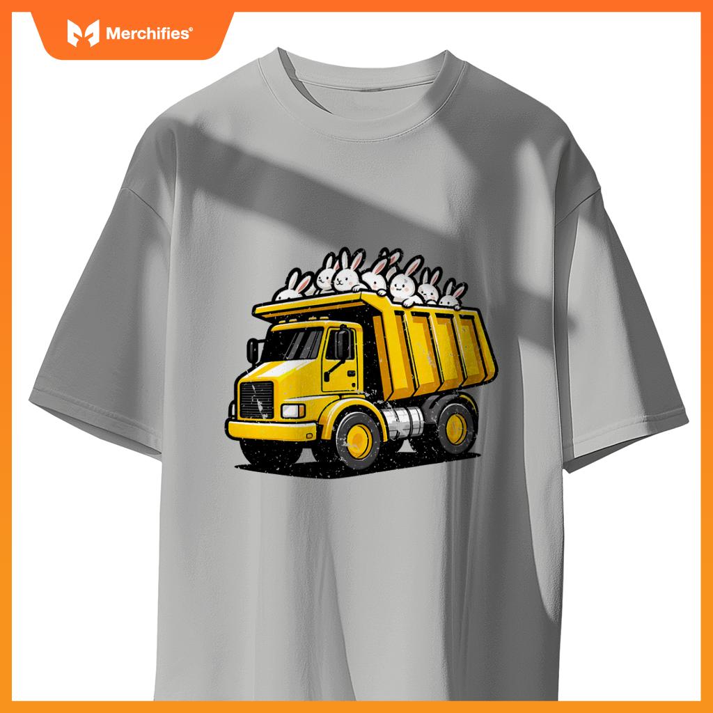 Dump Truck Carrying Bunnies Happy Easter Day Matching Family T-Shirt