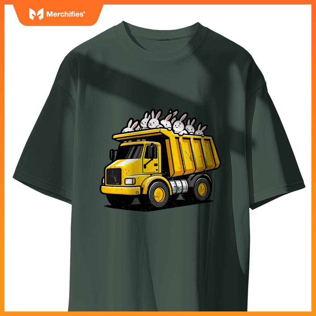 Dump Truck Carrying Bunnies Happy Easter Day Matching Family T-Shirt