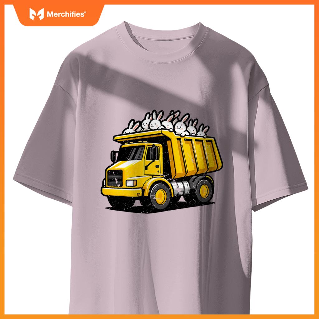 Dump Truck Carrying Bunnies Happy Easter Day Matching Family T-Shirt