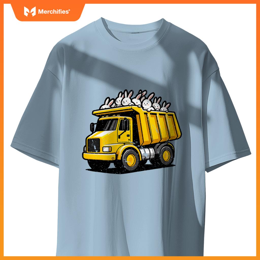 Dump Truck Carrying Bunnies Happy Easter Day Matching Family T-Shirt