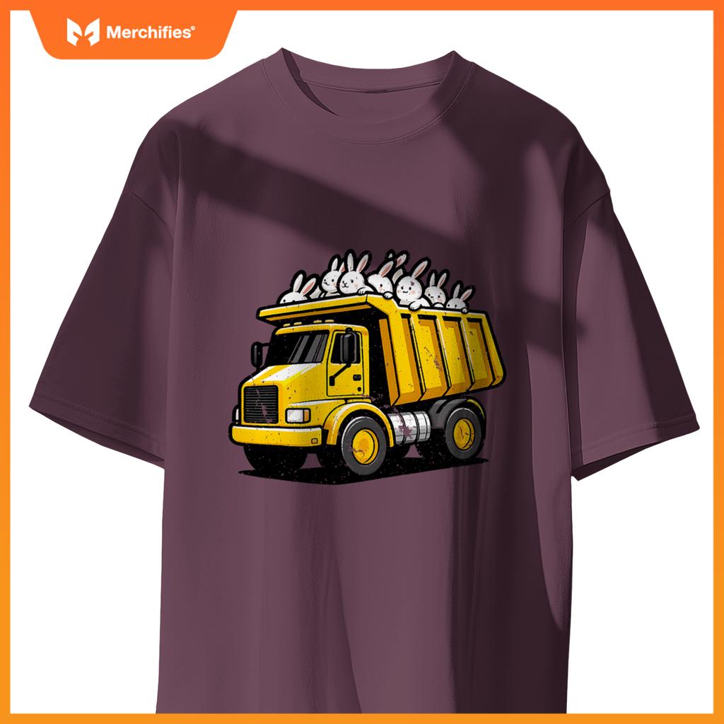 Dump Truck Carrying Bunnies Happy Easter Day Matching Family T-Shirt