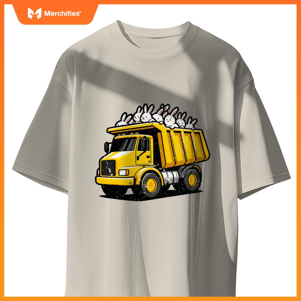 Dump Truck Carrying Bunnies Happy Easter Day Matching Family T-Shirt