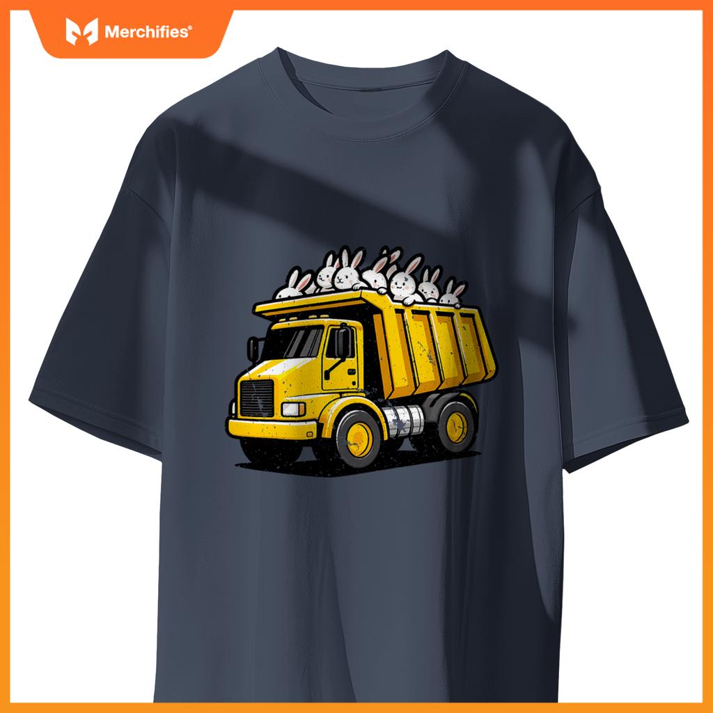 Dump Truck Carrying Bunnies Happy Easter Day Matching Family T-Shirt