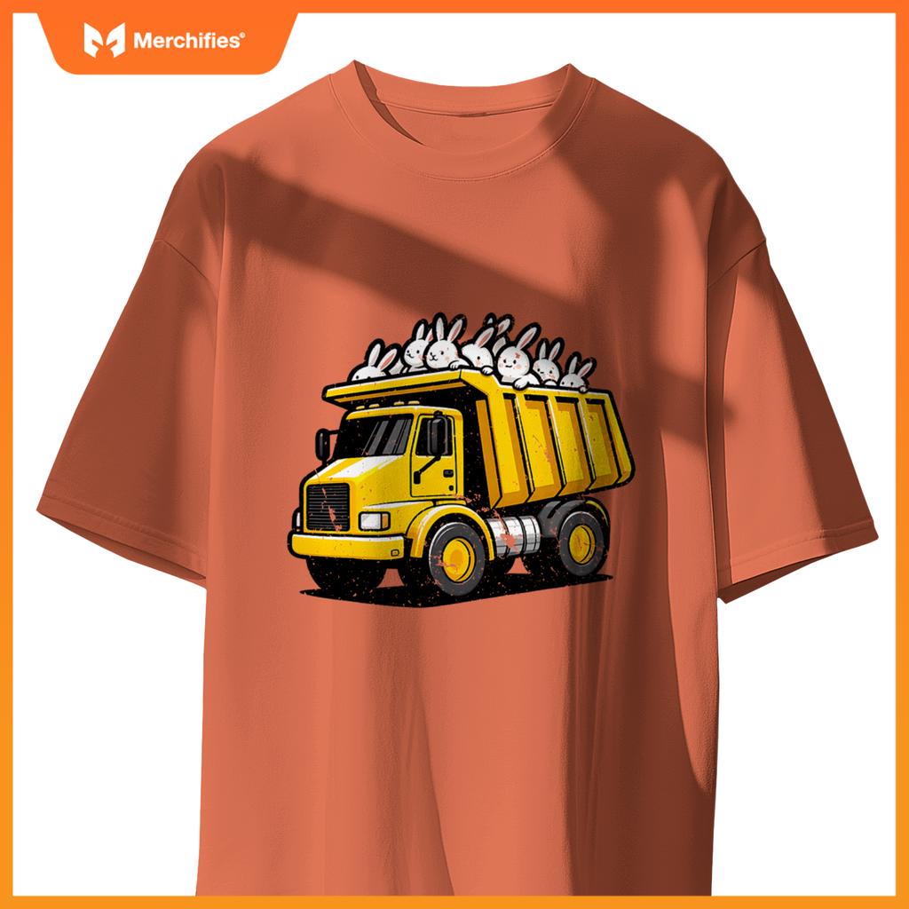 Dump Truck Carrying Bunnies Happy Easter Day Matching Family T-Shirt