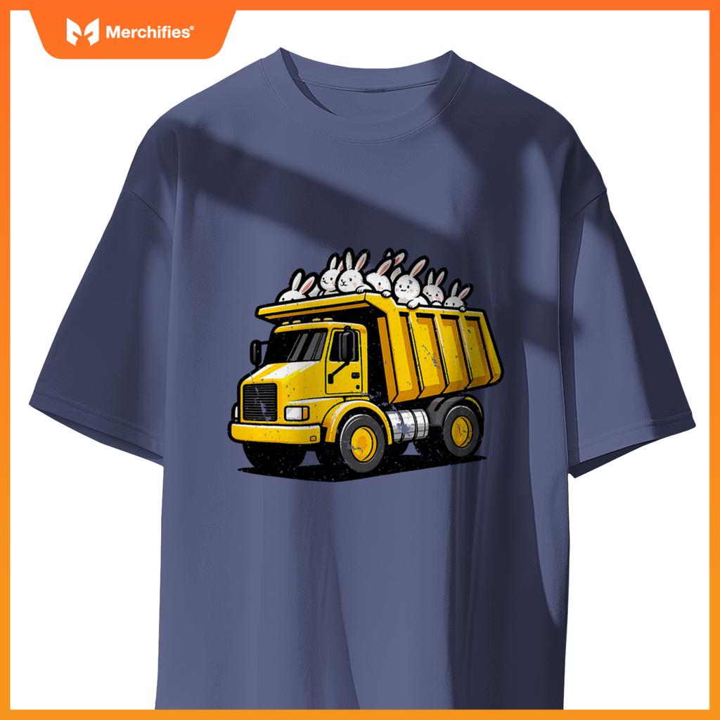 Dump Truck Carrying Bunnies Happy Easter Day Matching Family T-Shirt