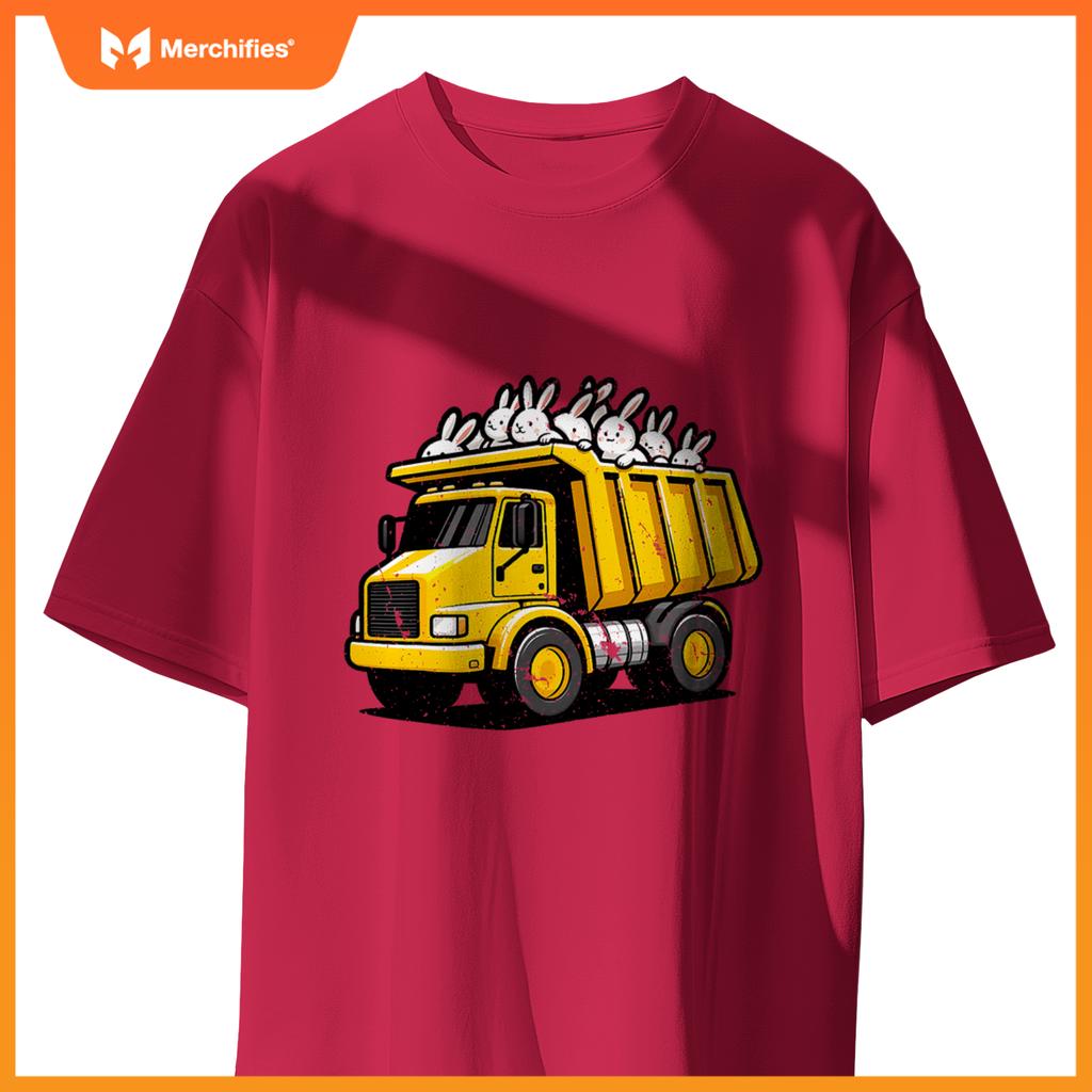 Dump Truck Carrying Bunnies Happy Easter Day Matching Family T-Shirt
