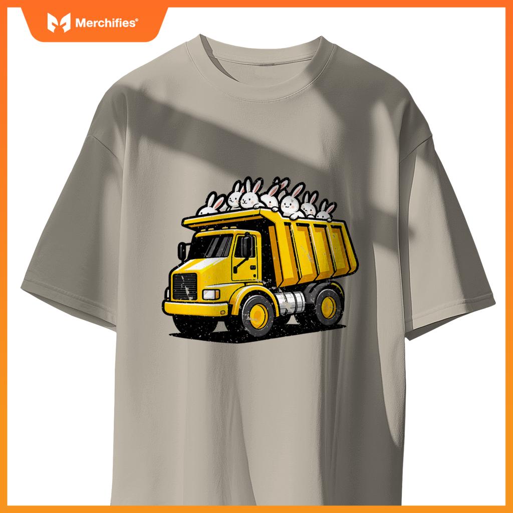 Dump Truck Carrying Bunnies Happy Easter Day Matching Family T-Shirt
