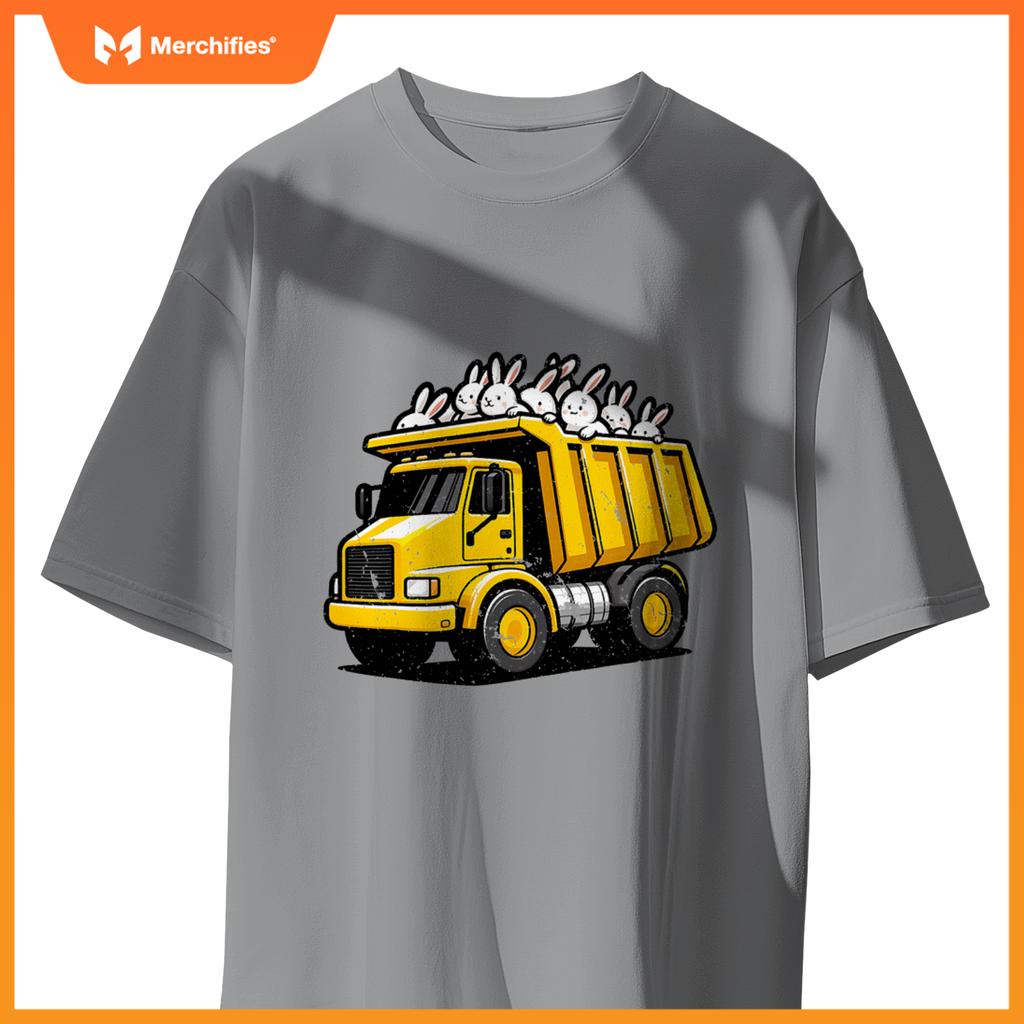 Dump Truck Carrying Bunnies Happy Easter Day Matching Family T-Shirt