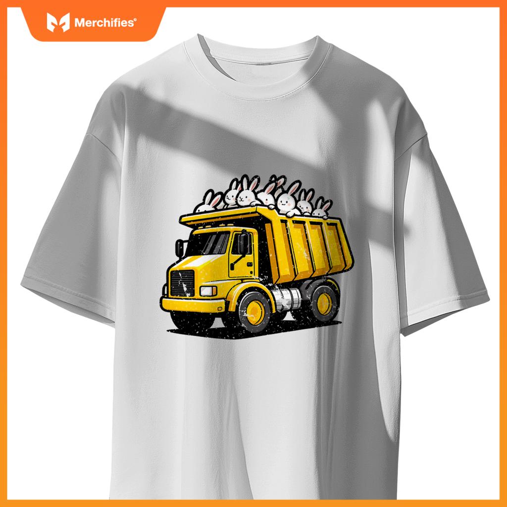 Dump Truck Carrying Bunnies Happy Easter Day Matching Family T-Shirt