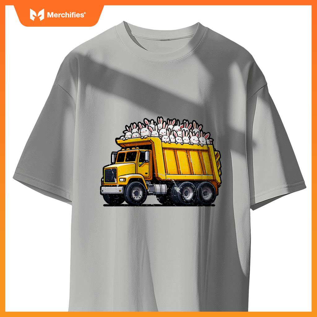 Dump Truck Carrying Rabbits Bunnies Easter Matching Family T-Shirt