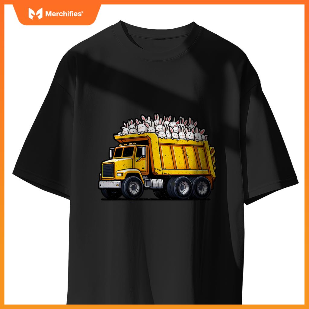 Dump Truck Carrying Rabbits Bunnies Easter Matching Family T-Shirt