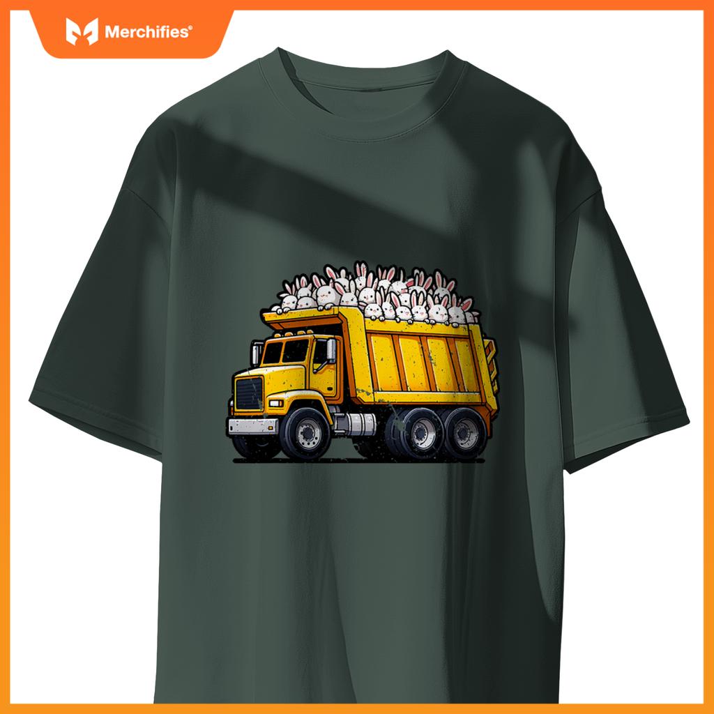 Dump Truck Carrying Rabbits Bunnies Easter Matching Family T-Shirt