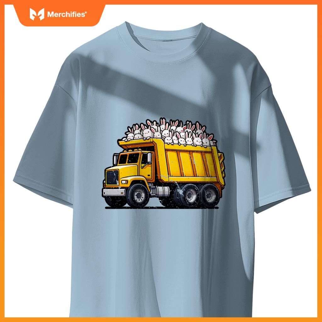Dump Truck Carrying Rabbits Bunnies Easter Matching Family T-Shirt