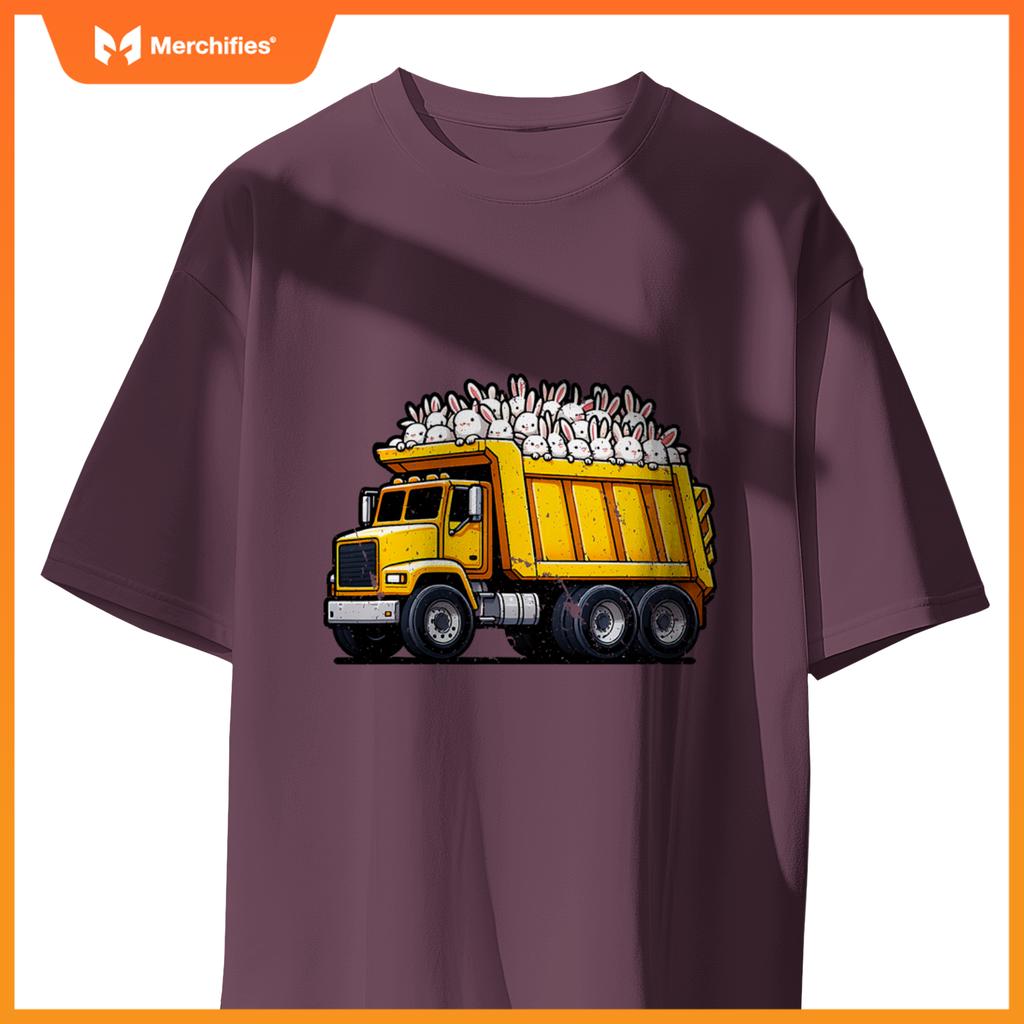 Dump Truck Carrying Rabbits Bunnies Easter Matching Family T-Shirt