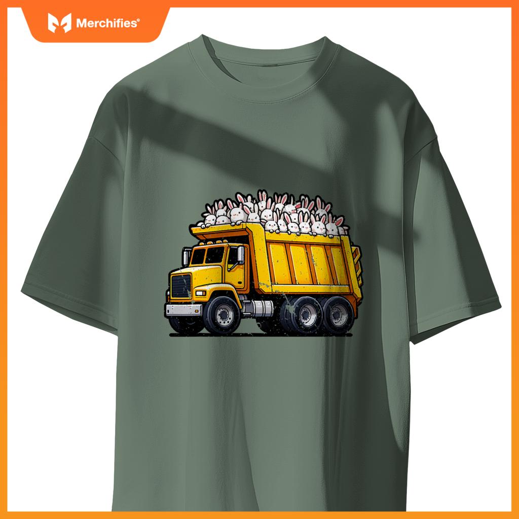 Dump Truck Carrying Rabbits Bunnies Easter Matching Family T-Shirt