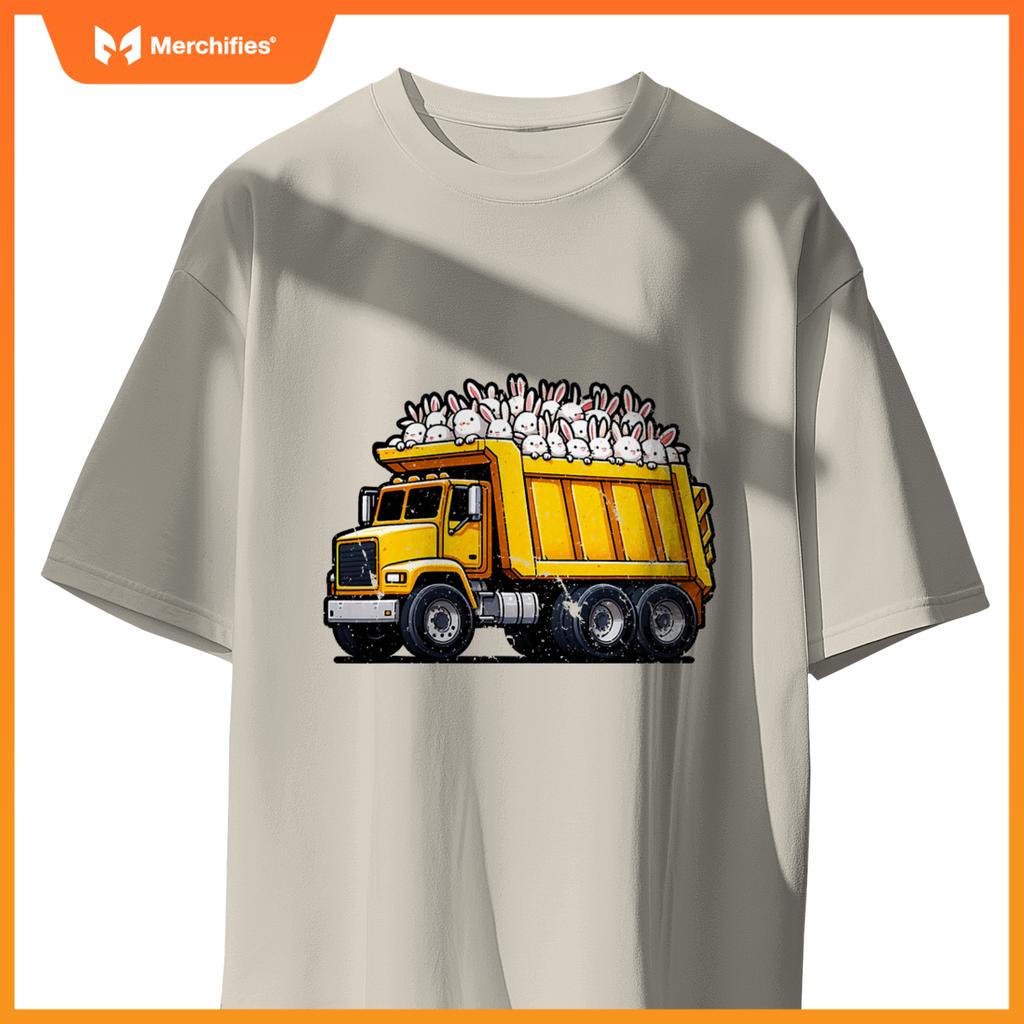 Dump Truck Carrying Rabbits Bunnies Easter Matching Family T-Shirt