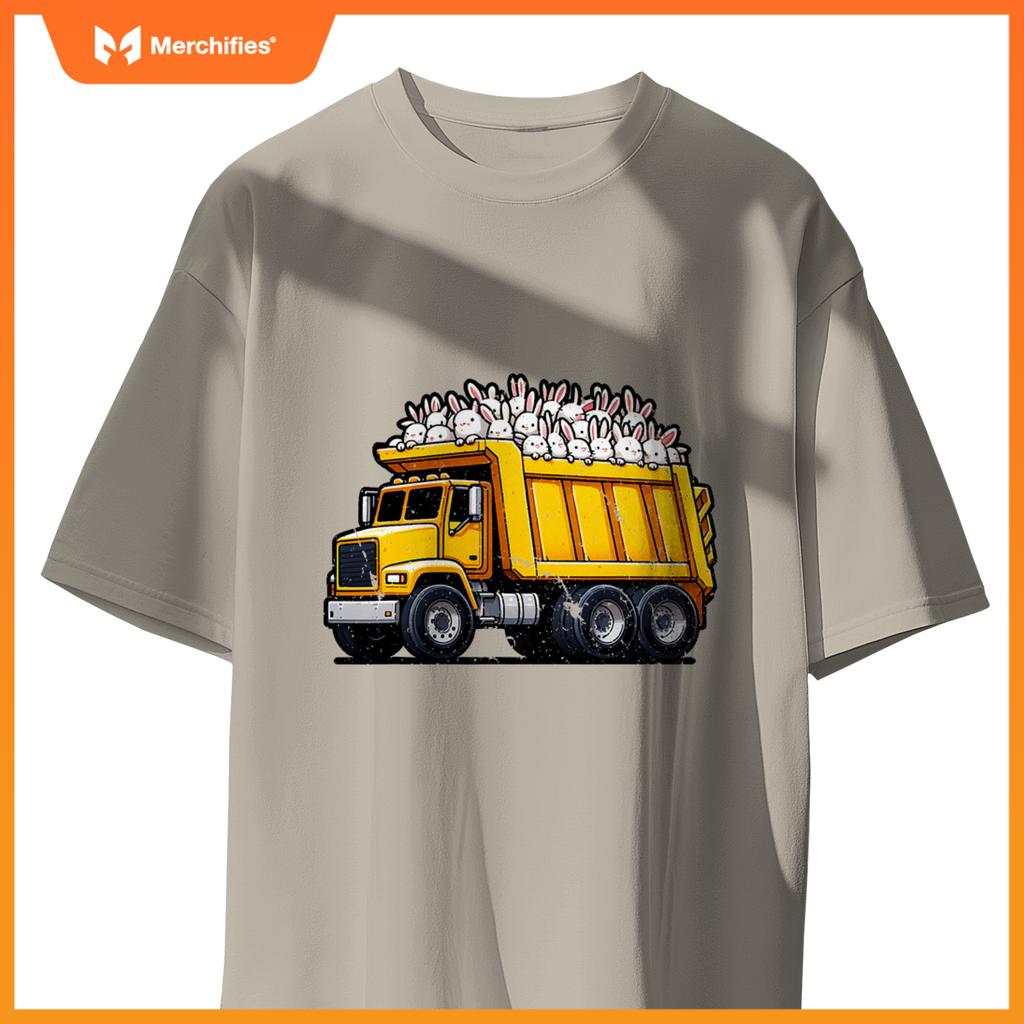 Dump Truck Carrying Rabbits Bunnies Easter Matching Family T-Shirt