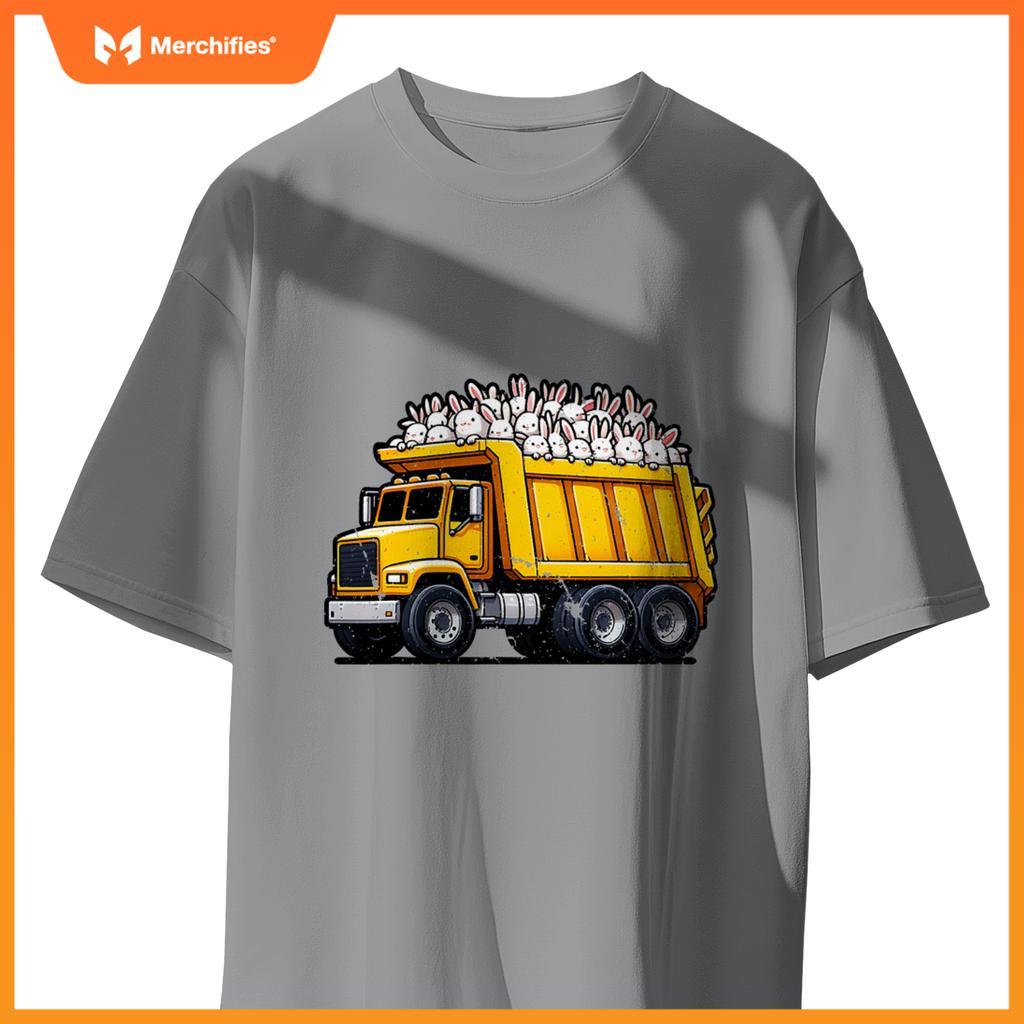 Dump Truck Carrying Rabbits Bunnies Easter Matching Family T-Shirt