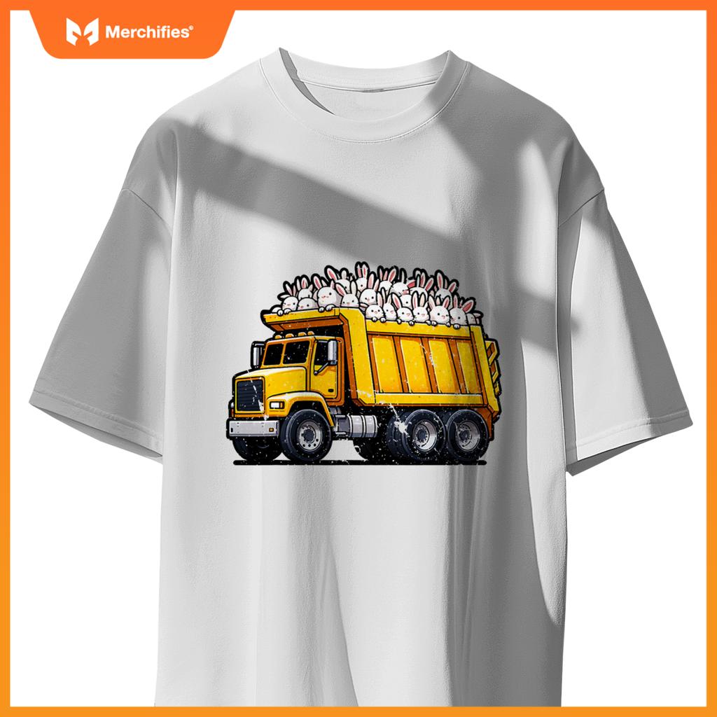 Dump Truck Carrying Rabbits Bunnies Easter Matching Family T-Shirt