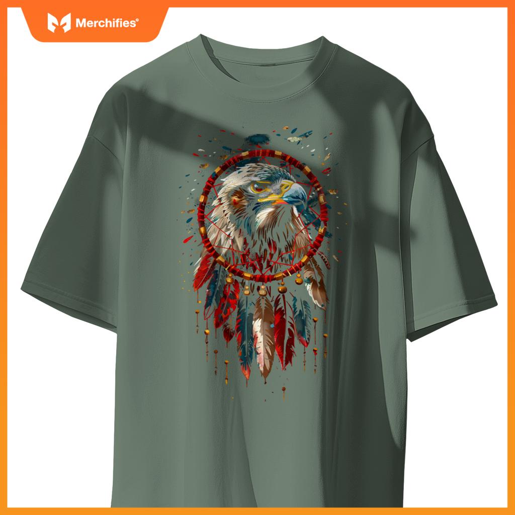 Eagle dreamcatcher native american indian fears arts t-shirt