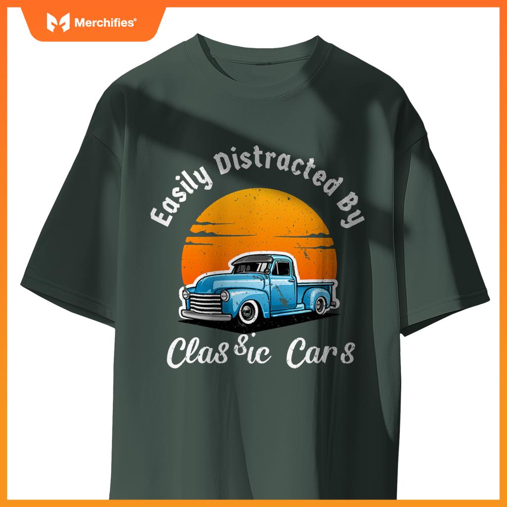 Easily Distracted By  Cars  Old  Car Guy T-Shirt