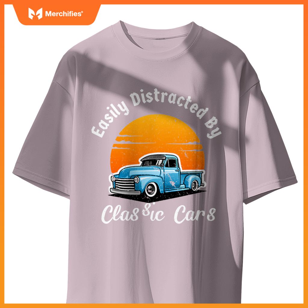 Easily Distracted By  Cars  Old  Car Guy T-Shirt