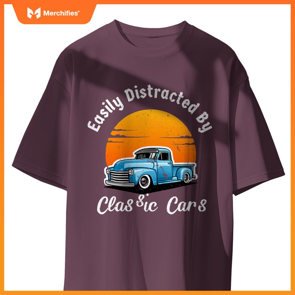 Easily Distracted By  Cars  Old  Car Guy T-Shirt