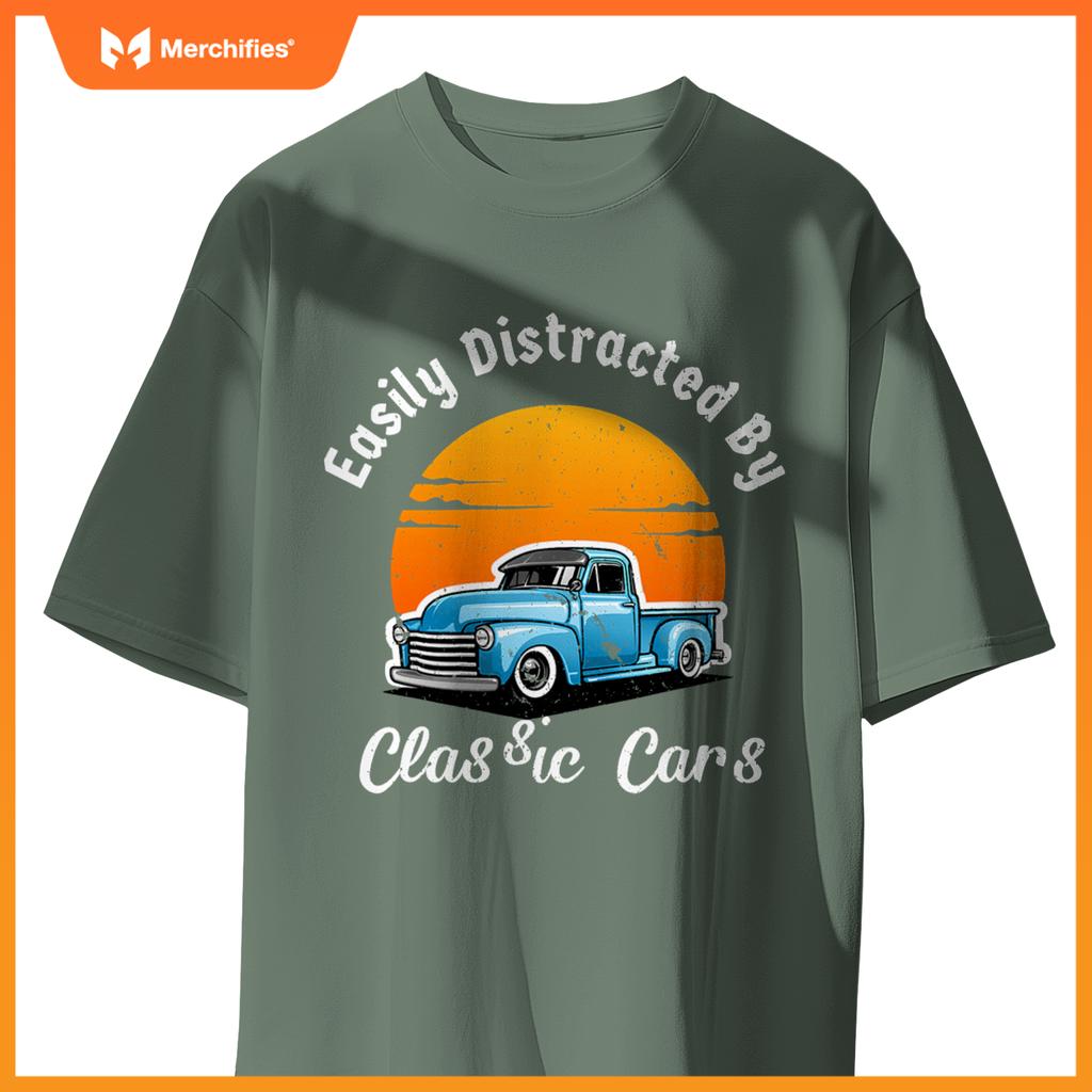 Easily Distracted By  Cars  Old  Car Guy T-Shirt