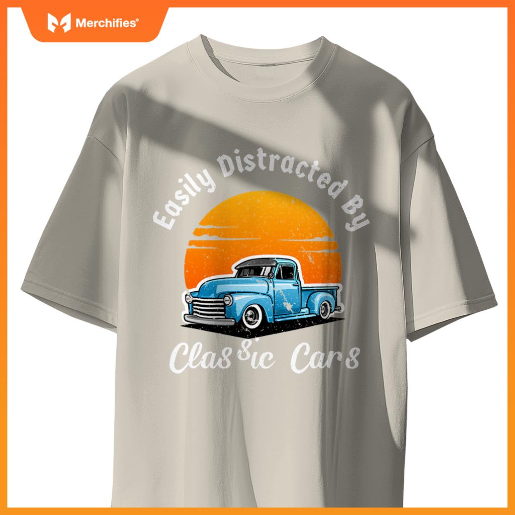 Easily Distracted By  Cars  Old  Car Guy T-Shirt