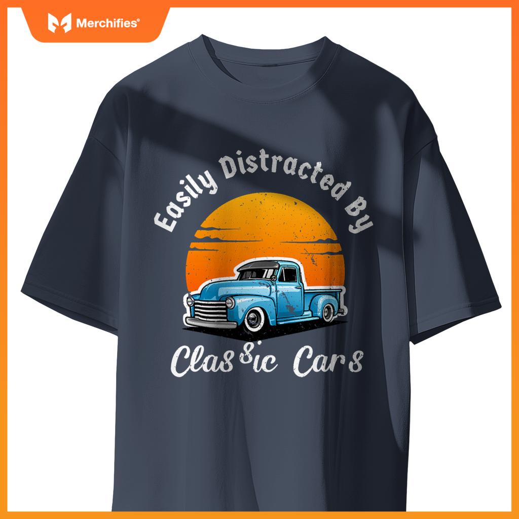 Easily Distracted By  Cars  Old  Car Guy T-Shirt