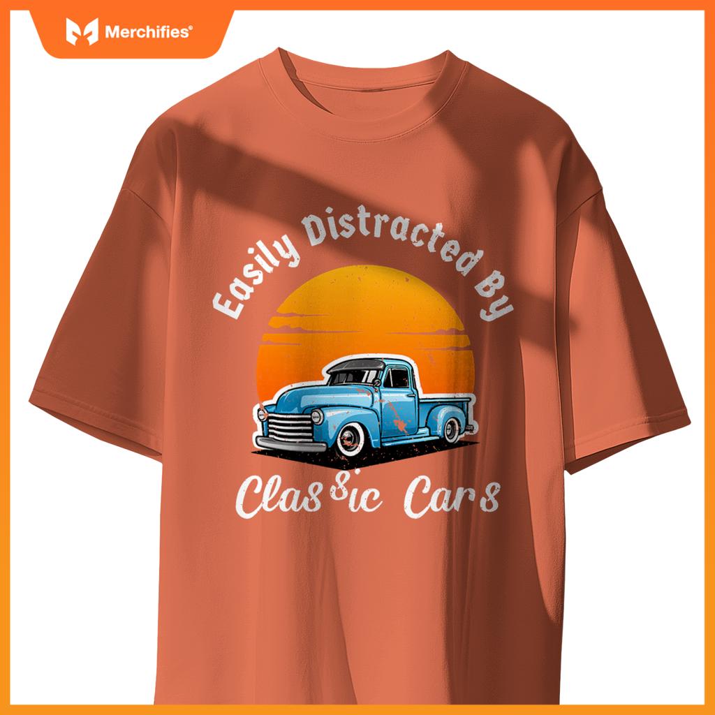 Easily Distracted By  Cars  Old  Car Guy T-Shirt