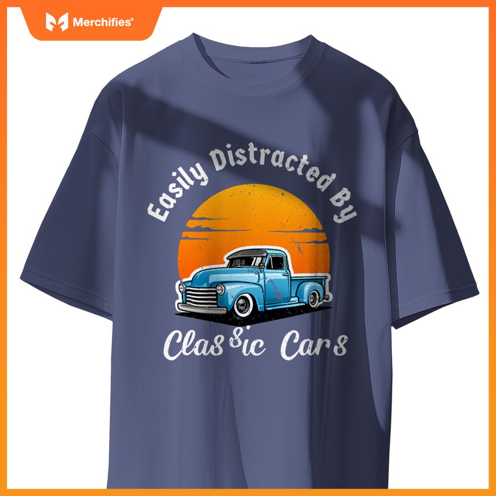Easily Distracted By  Cars  Old  Car Guy T-Shirt