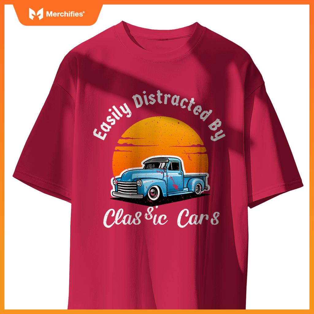 Easily Distracted By  Cars  Old  Car Guy T-Shirt