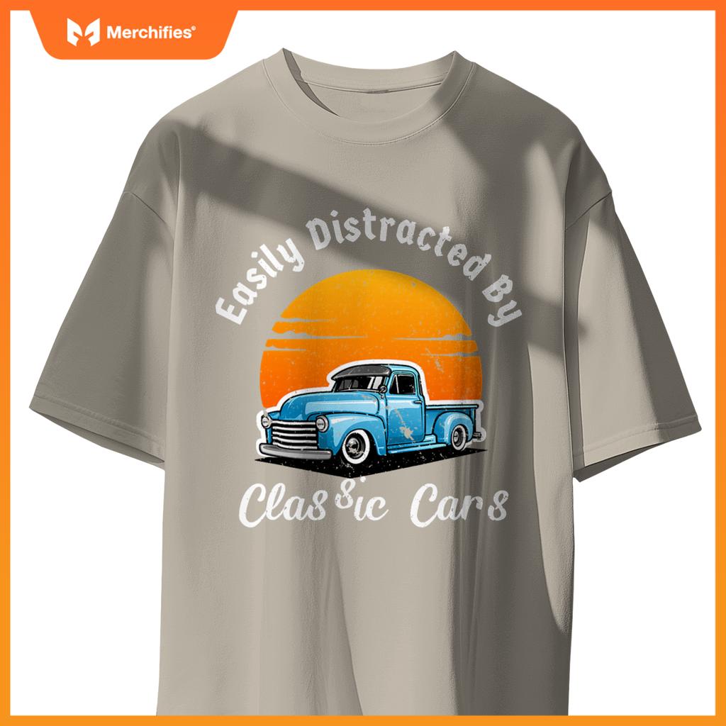 Easily Distracted By  Cars  Old  Car Guy T-Shirt