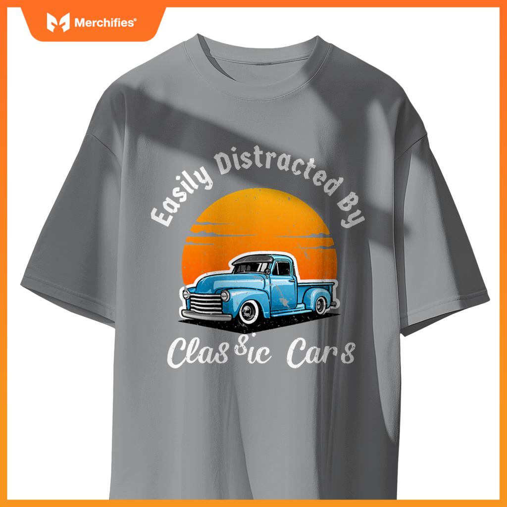 Easily Distracted By  Cars  Old  Car Guy T-Shirt