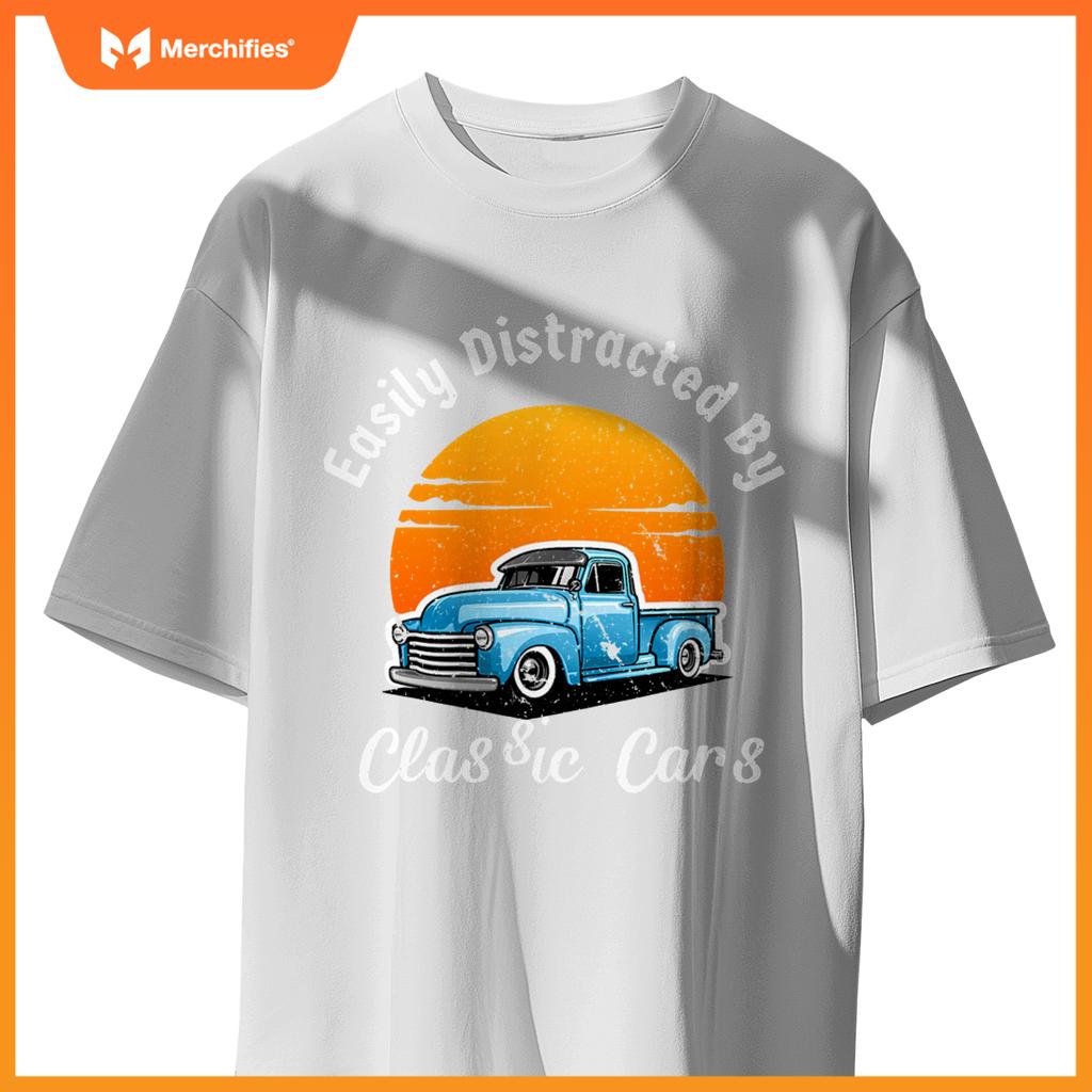 Easily Distracted By  Cars  Old  Car Guy T-Shirt