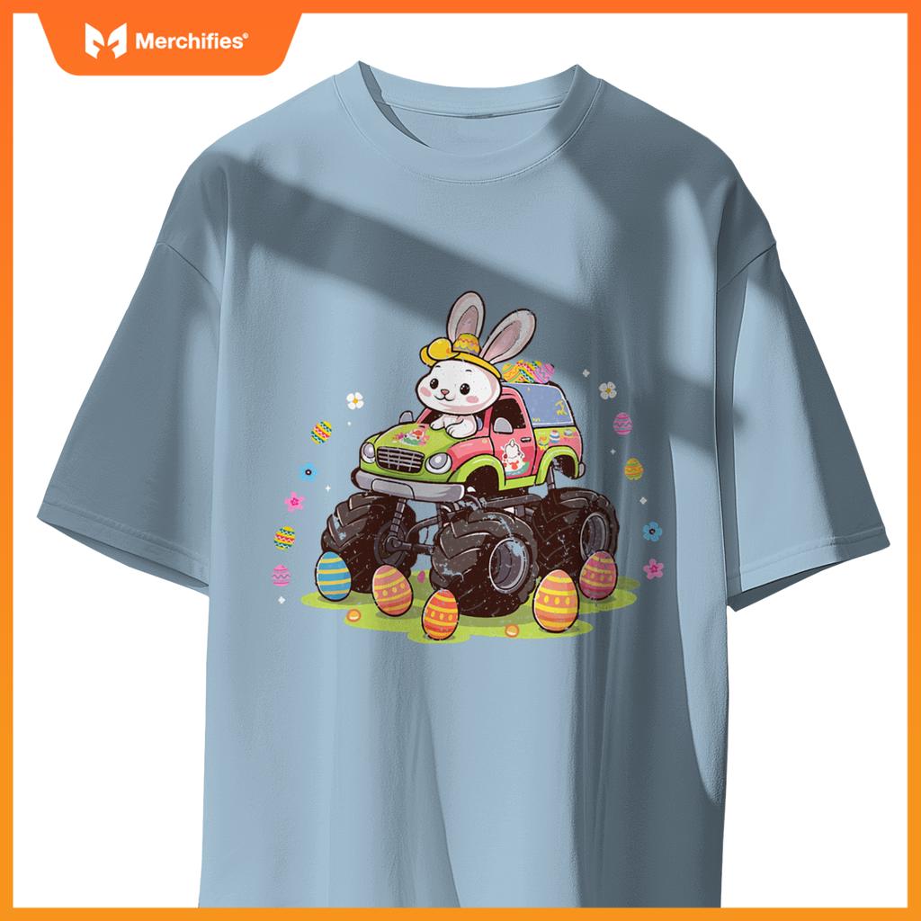 Easter Egg Monster Truck Easter Day Kids Bunny Rabbit Kids T-Shirt