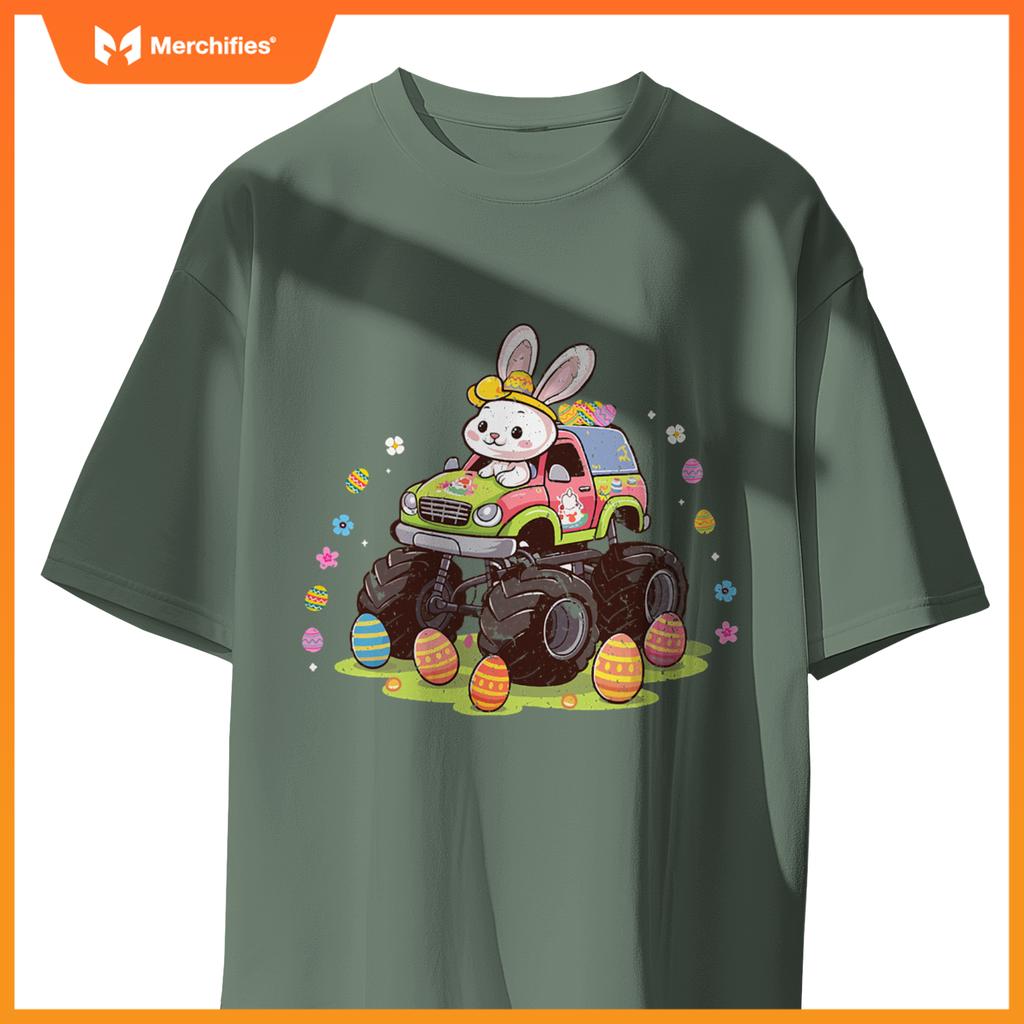 Easter Egg Monster Truck Easter Day Kids Bunny Rabbit Kids T-Shirt