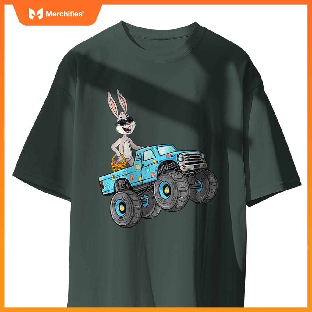 Easter Rabbit Riding Monster Truck Boys Girls Toddler T-Shirt
