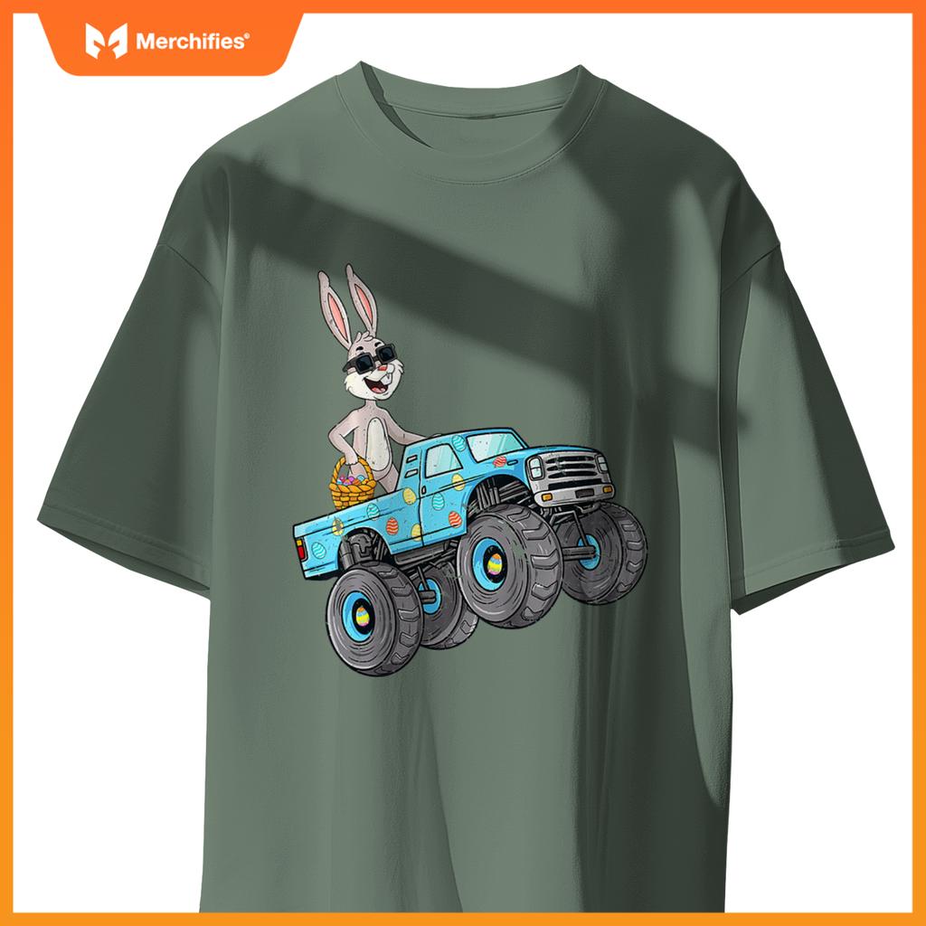 Easter Rabbit Riding Monster Truck Boys Girls Toddler T-Shirt