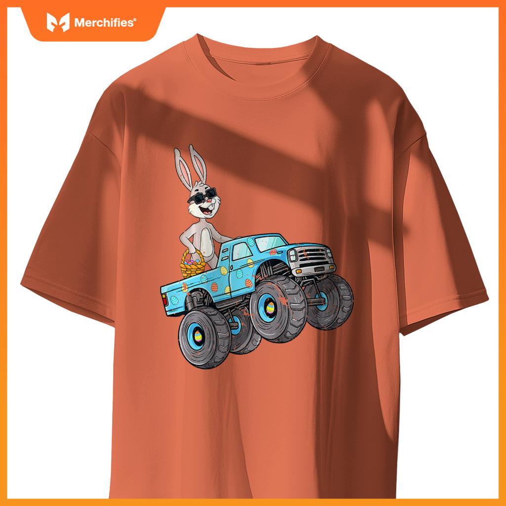 Easter Rabbit Riding Monster Truck Boys Girls Toddler T-Shirt