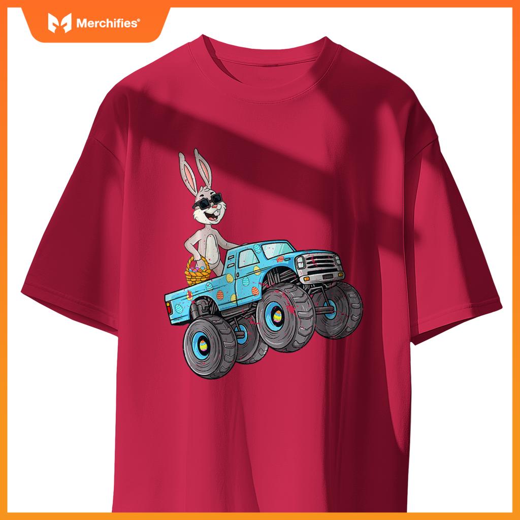Easter Rabbit Riding Monster Truck Boys Girls Toddler T-Shirt