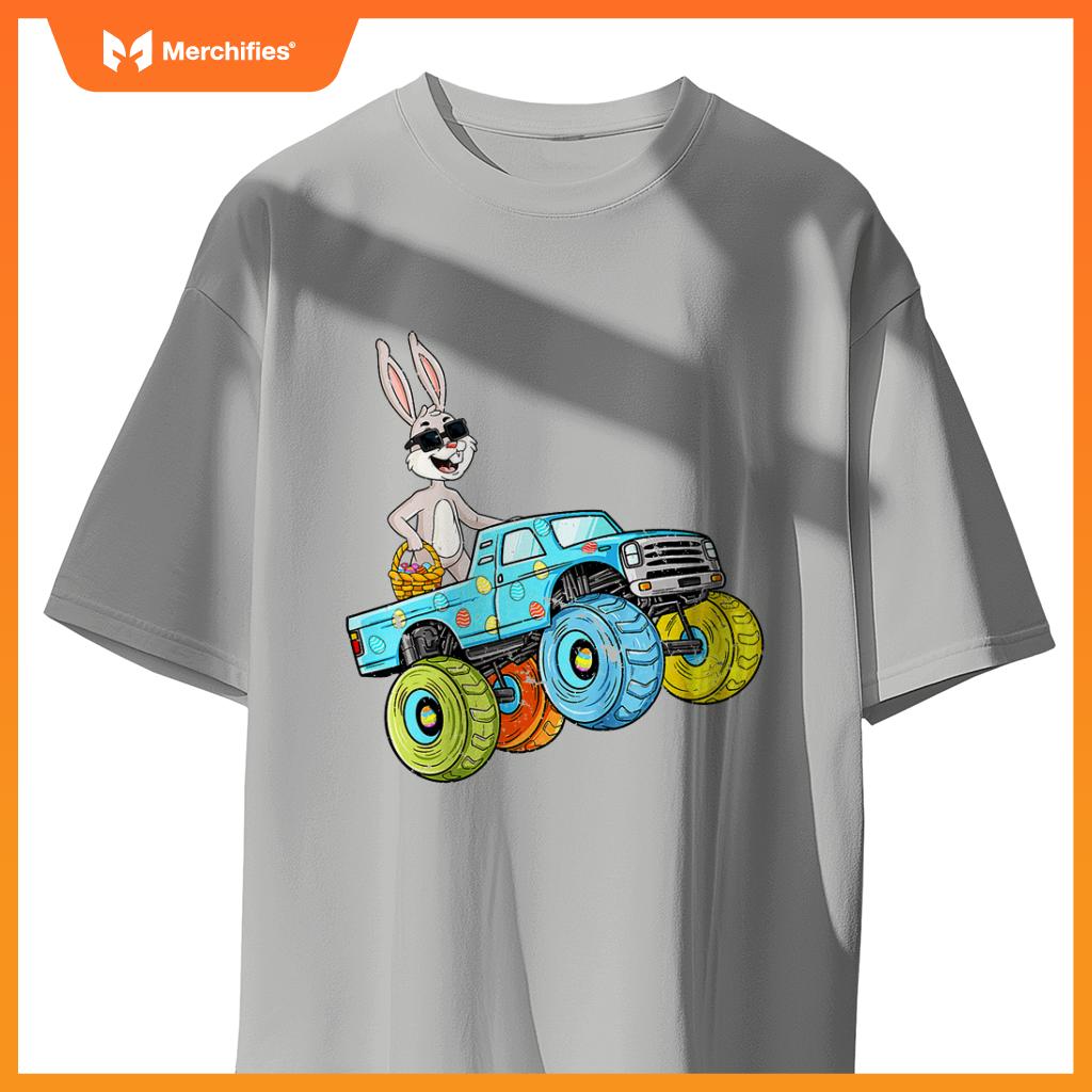 Easter Rabbit Riding Monster Truck Boys Girls T-Shirt