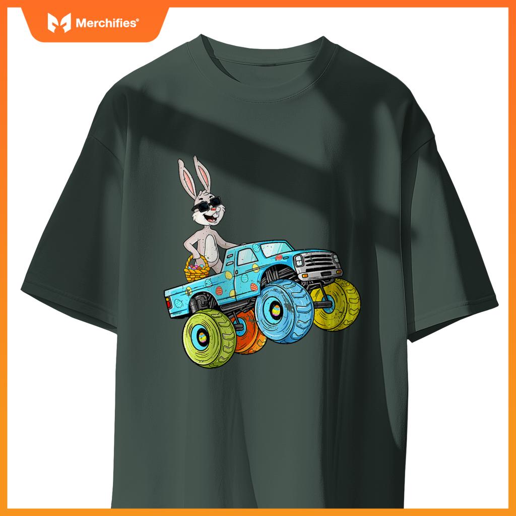 Easter Rabbit Riding Monster Truck Boys Girls T-Shirt