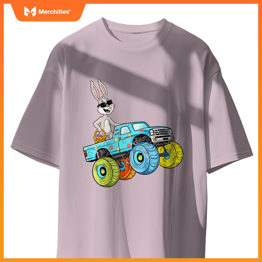 Easter Rabbit Riding Monster Truck Boys Girls T-Shirt