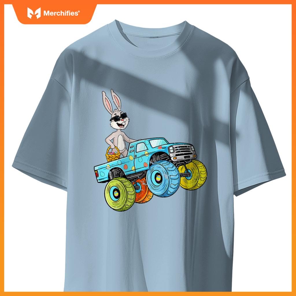 Easter Rabbit Riding Monster Truck Boys Girls T-Shirt
