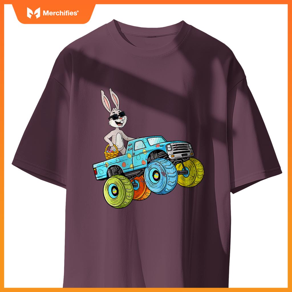 Easter Rabbit Riding Monster Truck Boys Girls T-Shirt