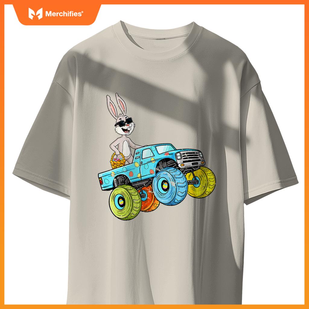 Easter Rabbit Riding Monster Truck Boys Girls T-Shirt
