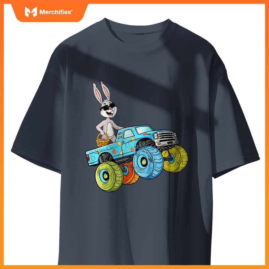 Easter Rabbit Riding Monster Truck Boys Girls T-Shirt
