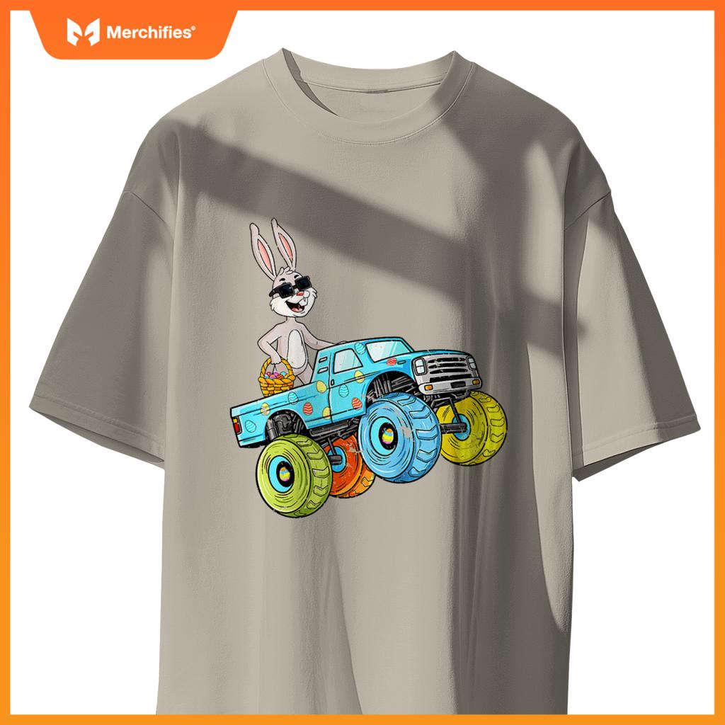 Easter Rabbit Riding Monster Truck Boys Girls T-Shirt